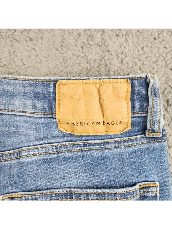 American Eagle AE Flex Slim Straight Jeans Men's 29x32 Stretch Light Wash Ripped - Picture 10 of 11